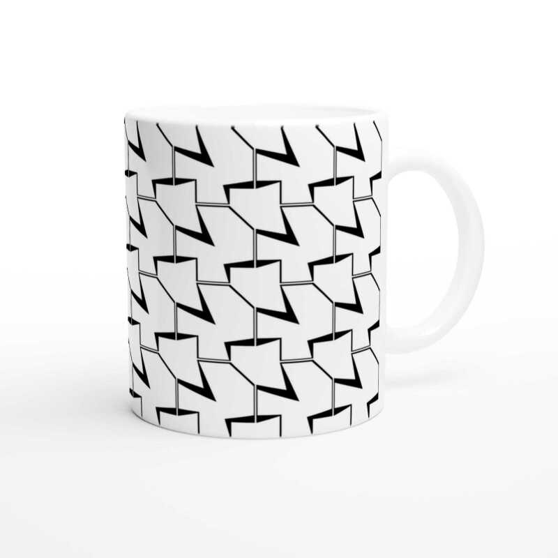 Abstract Black Pattern Mug - Ceramic White