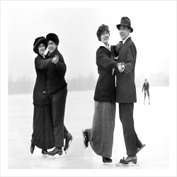 Couples ice Skating - a 17.5 x 12.5cm Christmas Card from Holy Mackerel's Alternative Image Range of Festive Designs.