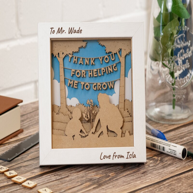 Thank you for helping me grow | Teacher gifts for year end, teaching assistant gift, nursery teacher, thank you teacher - Girl and Male