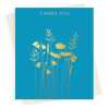 Harebells and Daisies Thank you card embellished with gold foil -  designed by artist Eloise Hall - 15.7 x 11cm and blank inside
