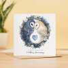 Wedding Anniversary Card Pretty Owl Design with Love Heart Card For Wedding Anniversary Card - Square (5.5x5.5) / Blank Inside