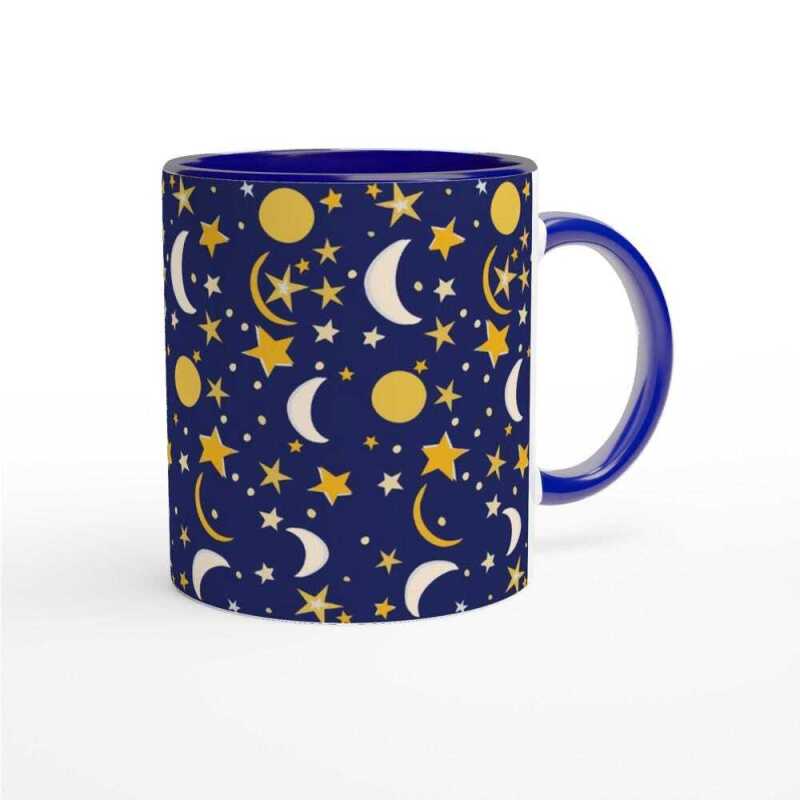 Scattered Sun Moon and Stars Mug - Ceramic White