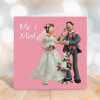Mr and Mrs romantic wedding card for a couple - designed by Erica Sturla - 15cm square and blank inside, made in the UK