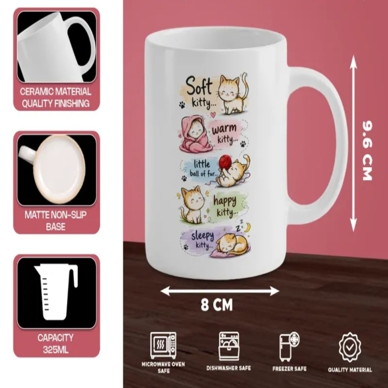 Cute Cat Coffee Mug – Soft Kitty, Warm Kitty ☕