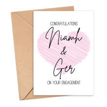 Personalised Engagement Card - Congratulations on Your Engagement Scribble Heart - Small (Approx. A6) - Standard Smooth Card