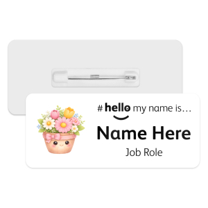 #hello my name is... Name Badge - Watercolour Springtime Flower Pot