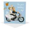 Wedding motorbike card for a couple - designed by Erica Sturla - 15cm square and blank inside, made in the UK