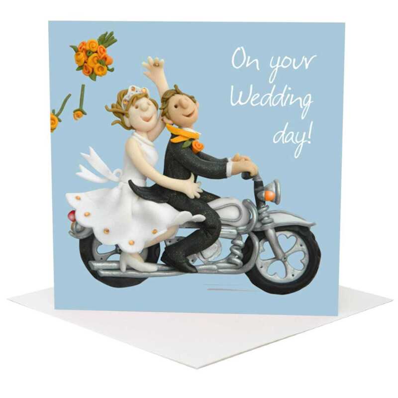 Wedding motorbike card for a couple - designed by Erica Sturla - 15cm square and blank inside, made in the UK