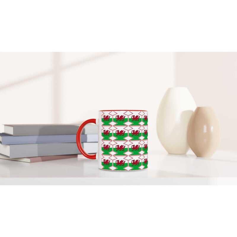 Welsh Dragon Pattern Mug - Ceramic White