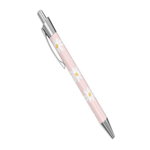 Personalised Retractable Ballpoint Pen - Pink Daisy - Standard Retractable Ballpoint Pen