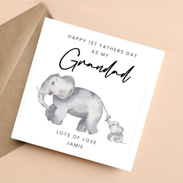 Father's Day Card - First Fathers Day As My Grandad - Standard Smooth Card