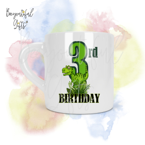 Personalised Dinosaur 3rd Birthday Number Smug Mug® (6oz)