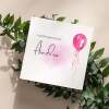 Pink balloon card personalised birthday design custom name script soft greeting - Smooth No Message - Kraft Brown