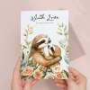 Mother's Day Card Cute Sloth Illustration For Wildlife Lover Pretty Mother's Day Card For Mum - Portrait (5x7) / Blank Inside