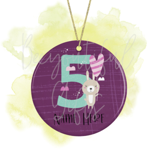 Personalised Birthday Ceramic Decoration - Animal Number