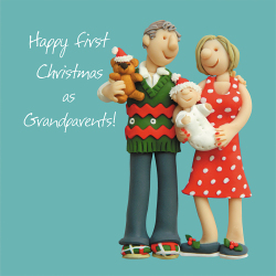 Holy Mackerel First Christmas as Grandparents, a Christmas card designed by Erica Sturla Card is 150mm square and blank inside.