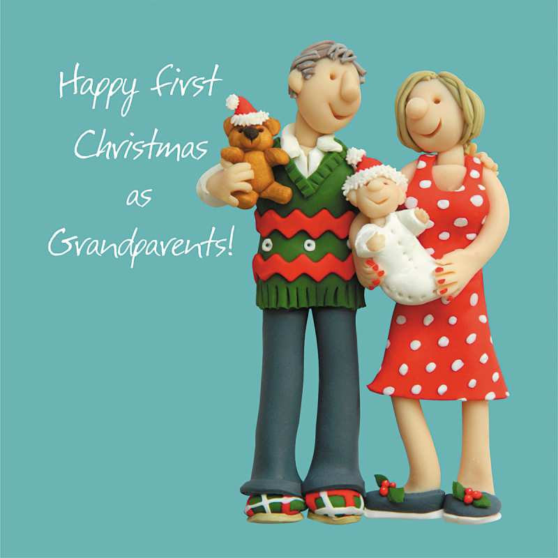 Holy Mackerel First Christmas as Grandparents, a Christmas card designed by Erica Sturla Card is 150mm square and blank inside.