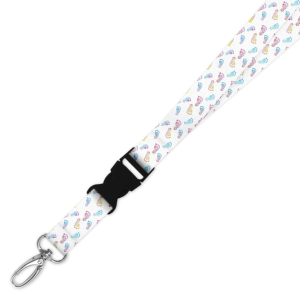 Double Breakaway Lanyard - Colourful Baby Footprints
