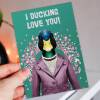 I ducking love you funny duck in clothes Valentine's Day card for wife, husband, boyfriend, girlfriend (Animalyser) Size A6/A5/A4/Square 6x6 - A6: Single card