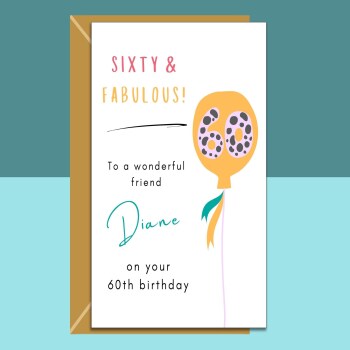 60th Friend Birthday Card | Personalised Birthday Card | 60 Year Old | Customised | For Him or Her | Happy Birthday Gift Ideas for Friend