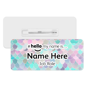 Name Badge - Pastel Mermaid Scales Hello My Name is... - Design 3