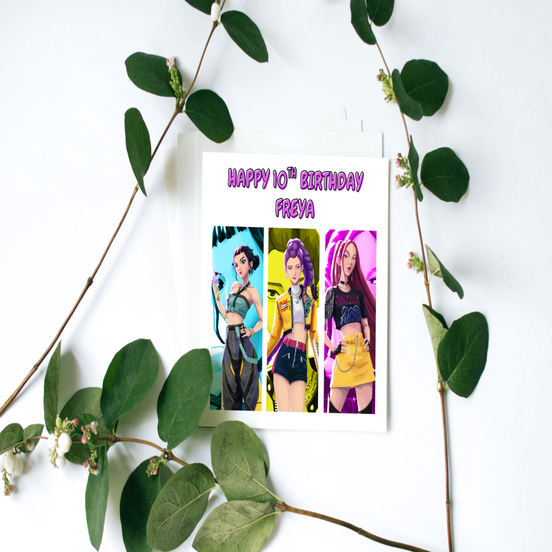 Kpop Demon Hunters Personalised Birthday Card