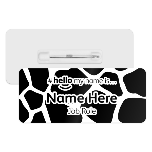 #hello my name is... Name Badge - Cow Animal Print Background