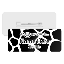 #hello my name is... Name Badge - Cow Animal Print Background