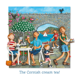 Holy Mackerel Rockpooling in Cornwall, a Cornish themed regional greetings card, designed by Erica Sturla Card is 150mm square and blank inside.