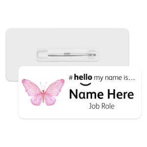 #hello my name is... Name Badge - Watercolour Pink Butterflies