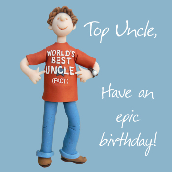 Holy Mackerel world's best uncle birthday card - designed by artist Erica Sturla - 15cm square and blank inside for your message - made in the UK