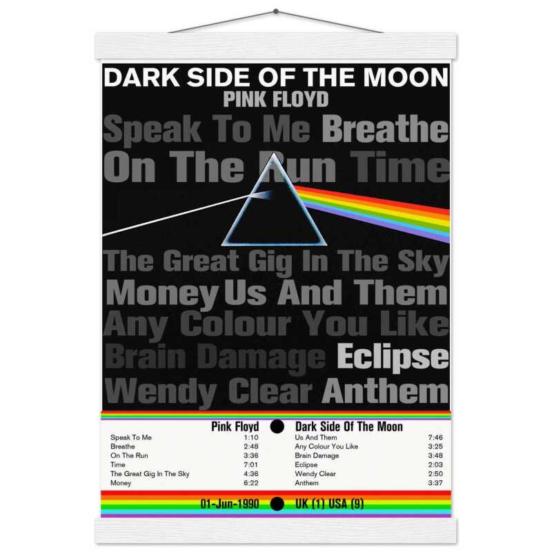 Dark Side Of The Moon Pink Floyd Inspired Museum-Quality Matte Paper Track Poster with Hanger A3 (29.7 x 42  cm) - White wall hanger