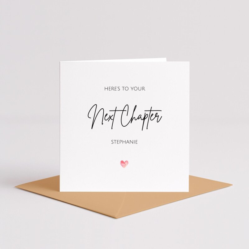 Personalised Leaving Card &ndash; Here&rsquo;s To Your Next Chapter &ndash; Farewell Card, Leaving Work Card, Goodbye Colleague Gift UK - Smooth No Message - Kraft Brown