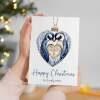 Christmas Card For A Lovely Couple Chrsitmas Card For Son and Partner or Daughter and Partner Unique Pretty Penguin Bauble Design - Portrait (5x7) / Blank Inside