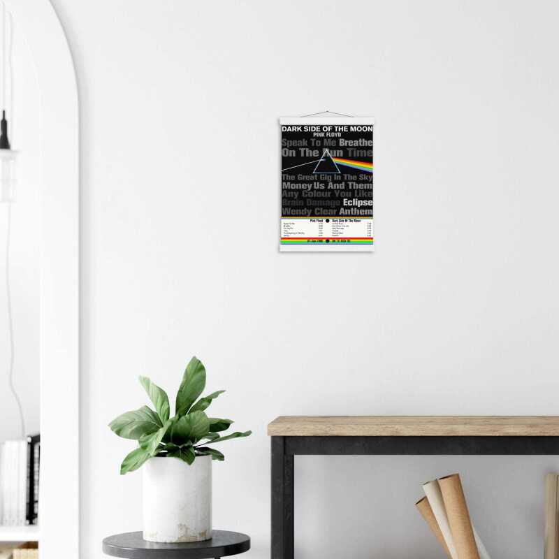 Dark Side Of The Moon Pink Floyd Inspired Museum-Quality Matte Paper Track Poster with Hanger A3 (29.7 x 42  cm) - White wall hanger