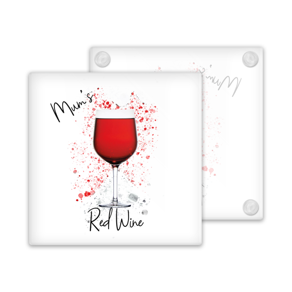 Personalised Red Wine Glass Coaster with Splash Effect