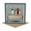 Thinking of you - quayside beach hut themed sympathy card - designed by Seth Draper - 15cm square and blank inside, made in the UK