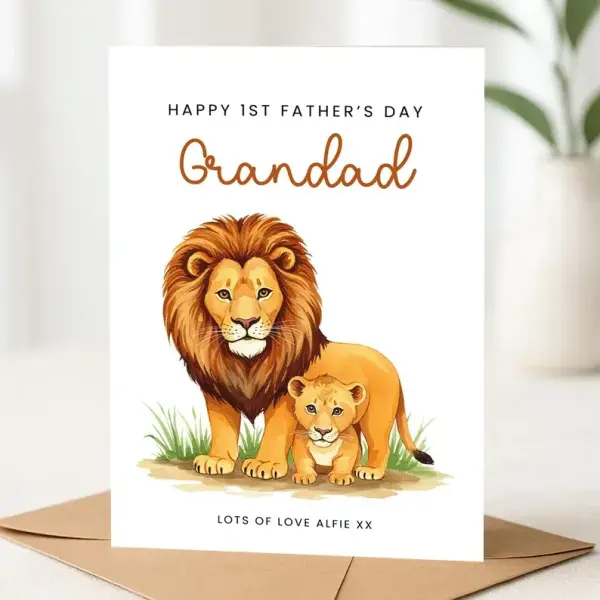 Father's Day Card - Happy 1st Father's Day Grandad - Small (Approx. A6 | 105mm x 148mm | 4.1in x 5.8in) - Standard Smooth Card