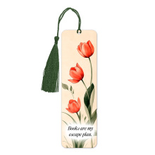 Aluminium Bookmark with Tassel - Books Are My Escape Plan - Tall (Approx. 150mm x 45mm) - Double-Sided Print