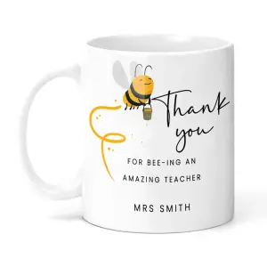 Personalised Teacher Ceramic Mug - Thank You For Bee-ing An Amazing Teacher