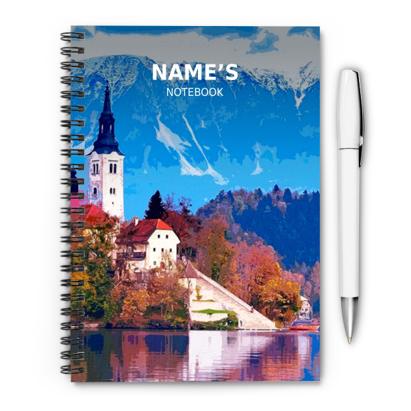 Personalised A5 Artwork Notebook - Lake Bleed - Slovenia