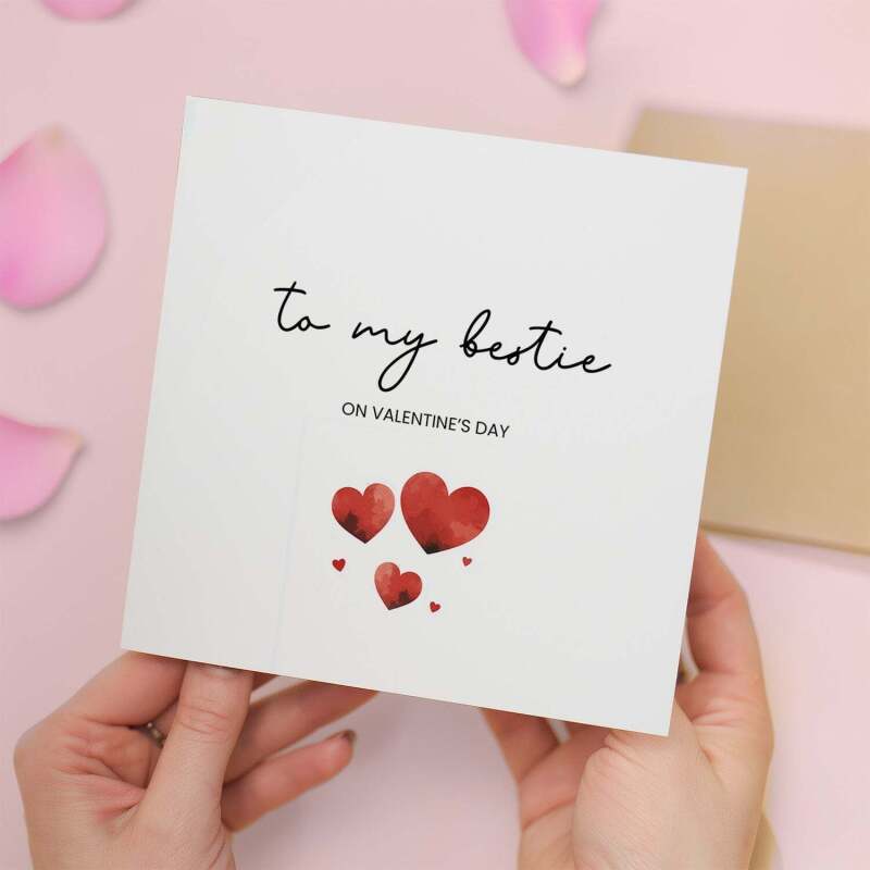 Valentine's Day Card for Bestie, Cute Simple Design for Valentine's Day - Square (5.5x5.5) / Blank Inside