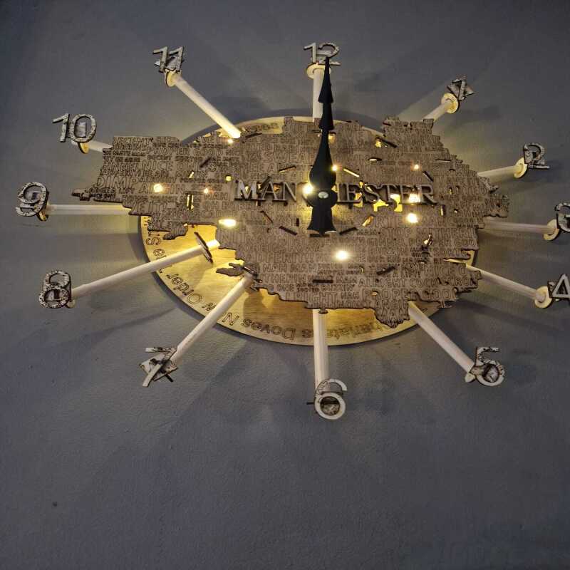 Manchester-Themed Wall Clock - we can do your city or town !