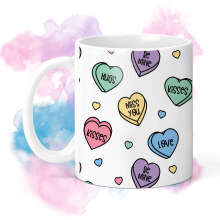 Valentine's Day Ceramic Mug - Candy Hearts Full Wrap