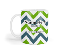 Personalised Ceramic Mug - Green Zig Zags