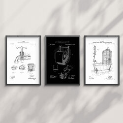 Patent bathroom prints, wall art, decor