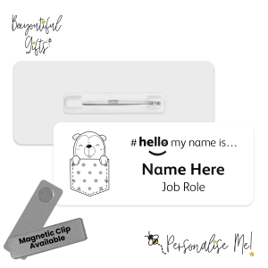 Name Badge - Animal Pocket Monochrome Hello My Name is... - Design 4 - Beaver