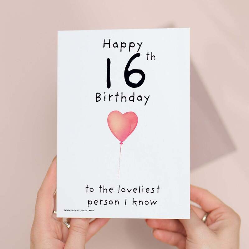 16th Birthday Card for Her Birthday Card Daughter 16th Birthday Card For Sister Birthday Card 16 th Birthday Card For Friend - Large (5x7) / Blank Message