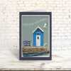 Gulls rest - quayside beach hut themed retirement card - designed by Seth Draper - 15cm square and blank inside, made in the UK