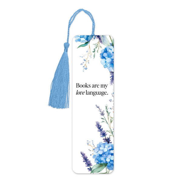 Aluminium Bookmark with Tassel - Books Are My Love Language - Tall (Approx. 150mm x 45mm) - Double-Sided Print